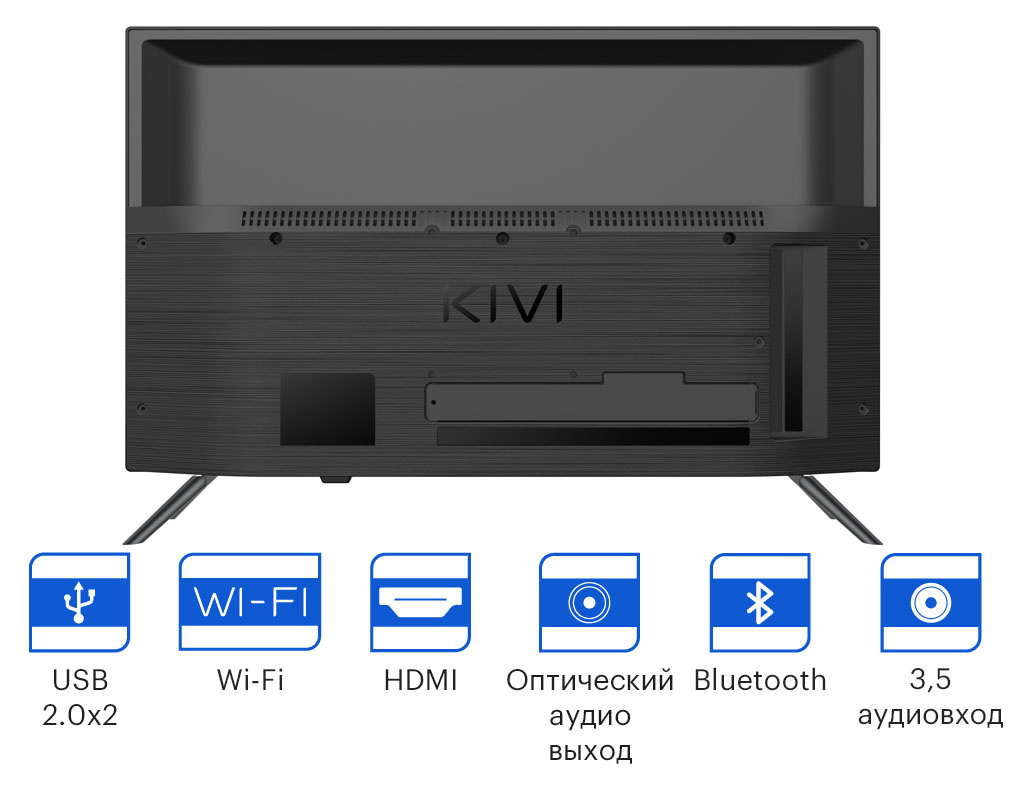 Телевизор LED Kivi 24" 24H750NB черный HD 50Hz DVB-T DVB-T2 DVB-C — фото 4