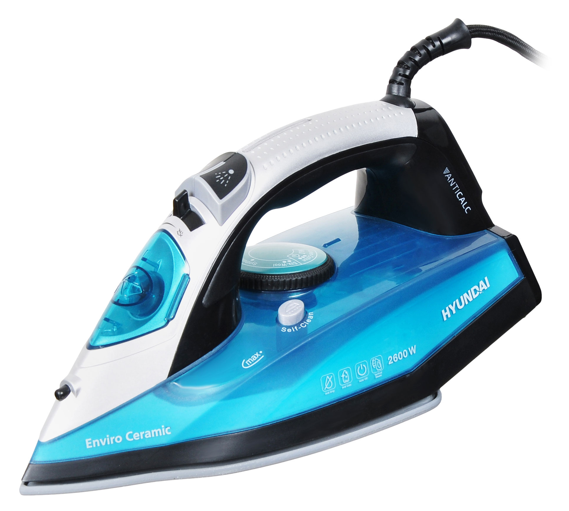 Утюг Hyundai H-SI01571 2600Вт черный/голубой