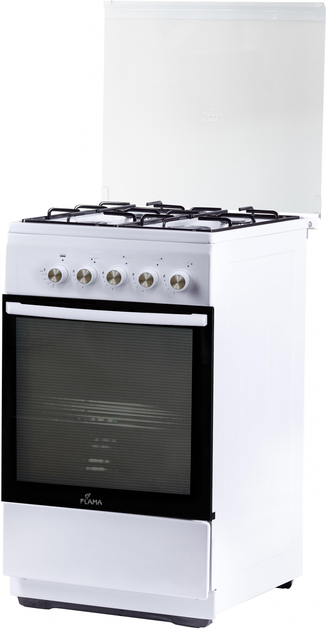 Плита Комбинированная Flama L FK 1412 W белый (стеклянная крышка) реш.сталь