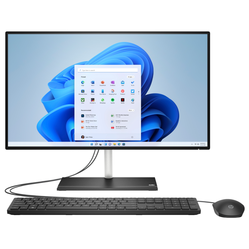 Моноблок HP All-in-One 24-ck0015ny (65S81EA#BED)23.8"(1920x1080 IPS)/Intel Core i3 12100T(2.2Ghz)/16384Mb/1000+256PCISSDGb/noDVD/Int:Intel Internal Graphics /Cam/WiFi/war 1y/Jack Black/W11 + EN kbd