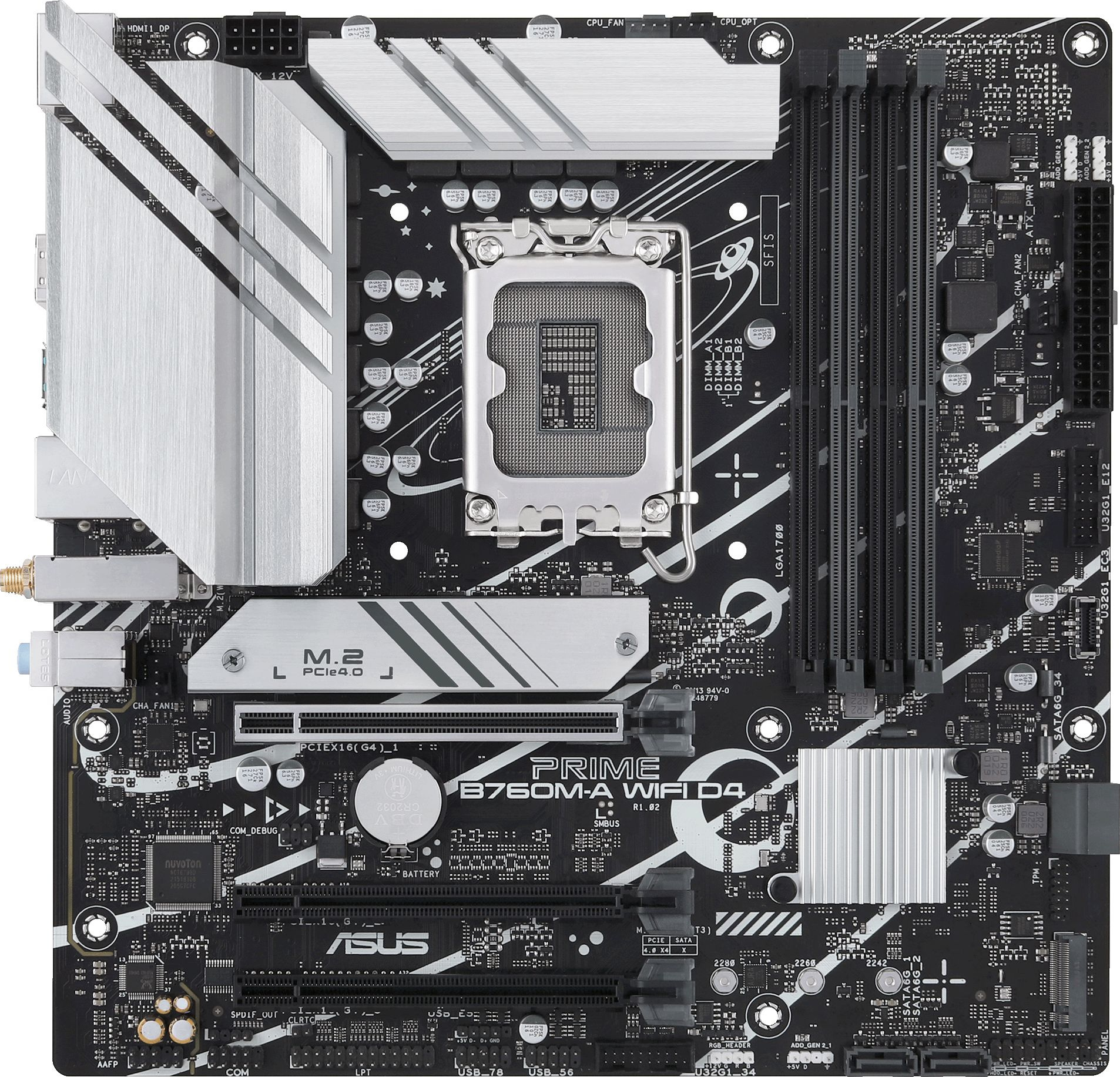 Материнская плата Asus PRIME B760M-A WIFI D4 Soc-1700 Intel B760 4xDDR4 mATX AC`97 8ch(7.1) GbLAN RAID+HDMI+DP — фото 2