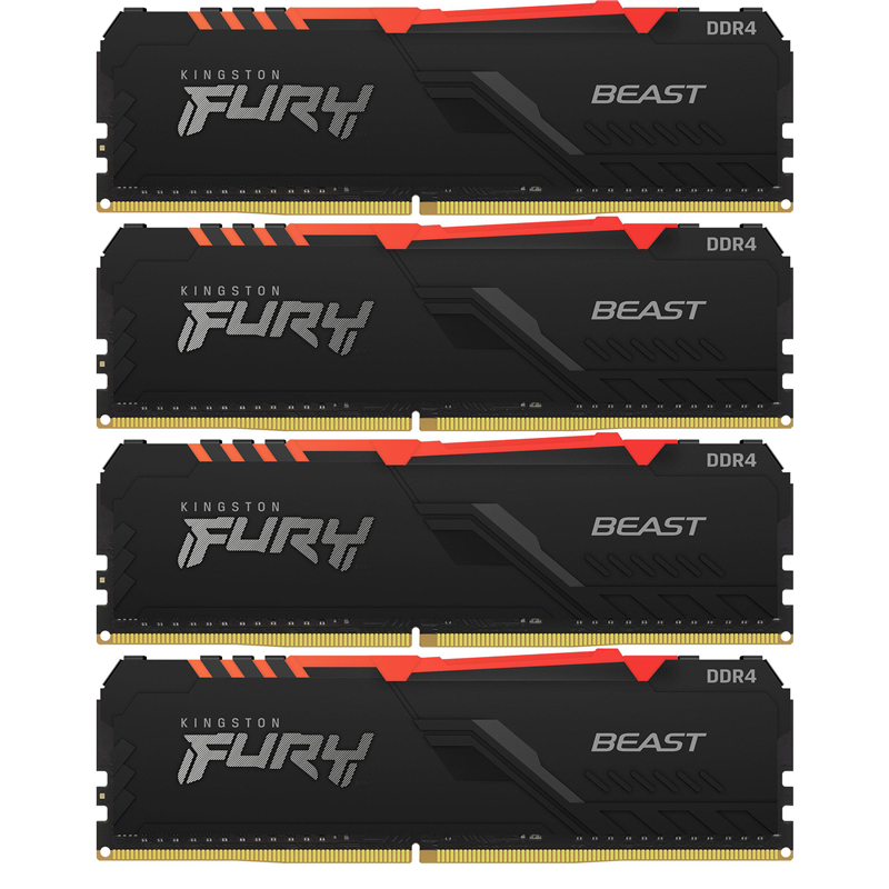 Память оперативная 128GB Kingston FURY Beast RGB KF436C18BBAK4/128 3600MHz DDR4 CL18 DIMM (Kit of 4) — фото 3