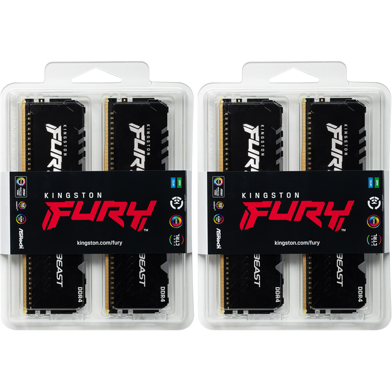 Память оперативная Kingston FURY Beast RGB KF432C16BBAK4/128 (Kit of 4) — фото 4