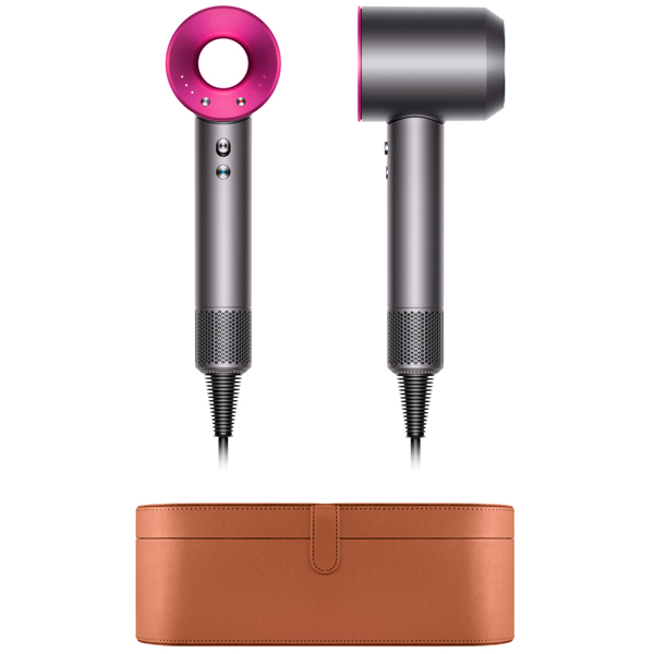 Фен Dyson Supersonic (фуксия) с кожаным чехлом