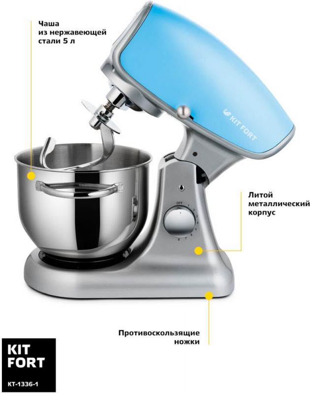 Миксер стационарный Kitfort КТ-1336-1 1000Вт голубой — фото 5