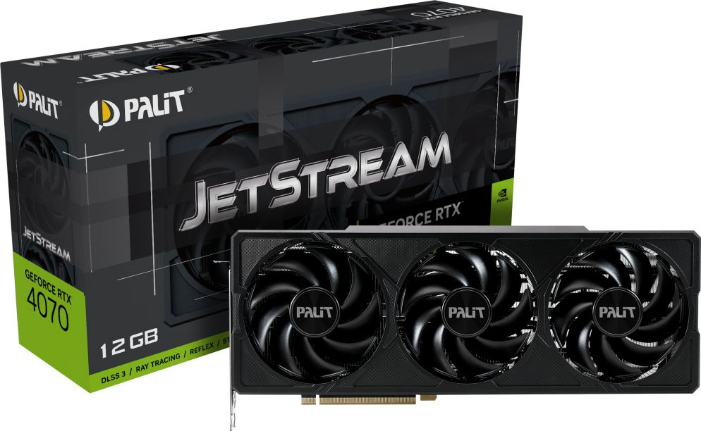 Видеокарта Palit PCI-E 4.0 PA-RTX4070 JETSTREAM NVIDIA GeForce RTX 4070 12288Mb 192 GDDR6X 1920/21000 HDMIx1 DPx3 HDCP Ret