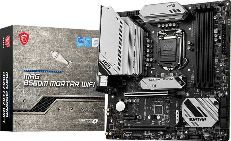 Материнская плата MSI MAG B560M MORTAR WIFI Soc-1200 Intel B560 4xDDR4 mATX AC`97 8ch(7.1) 2.5Gg+HDMI+DP — фото 4
