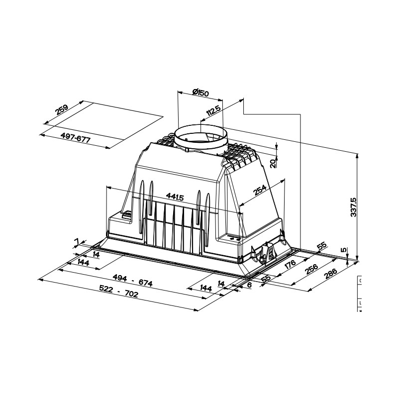 Встраиваемая в шкаф вытяжка Faber INKA PLUS HCS BK A52 — фото 2