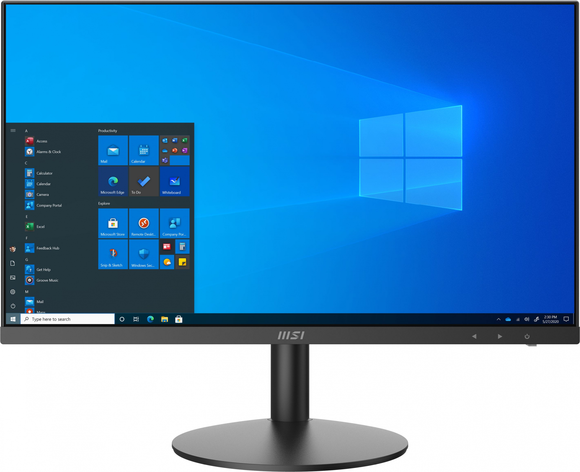 Моноблок MSI Pro AP241 11M-279RU 23.8" Full HD PG G6405 (4.1) 4Gb SSD128Gb UHDG 610 Windows 11 Professional GbitEth WiFi BT 120W клавиатура мышь черный 1920x1080