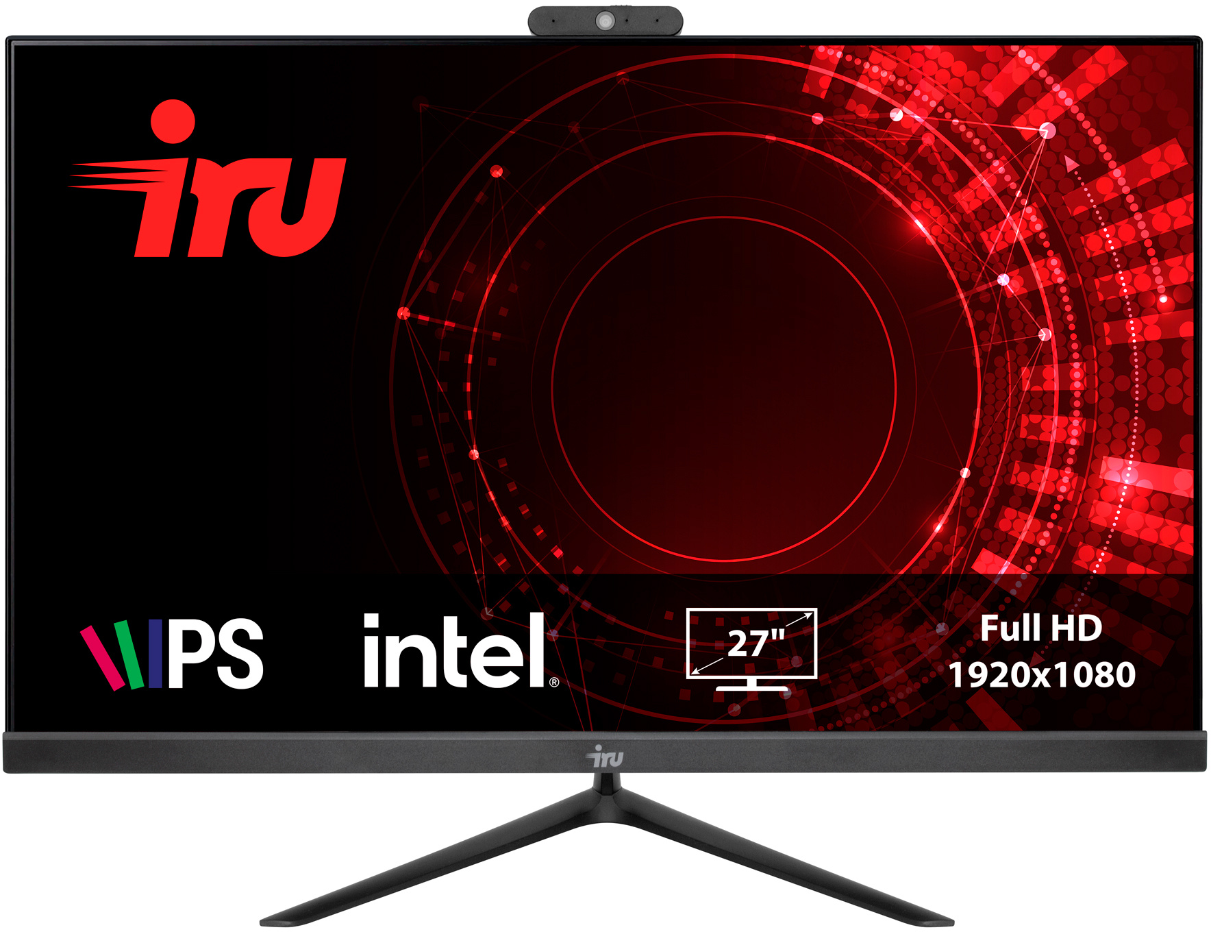 Моноблок IRU Office 27IH5PA 27" Full HD i3 10105 (3.7) 8Gb SSD256Gb UHDG 630 CR Free DOS GbitEth WiFi BT 120W Cam черный 1920x1080