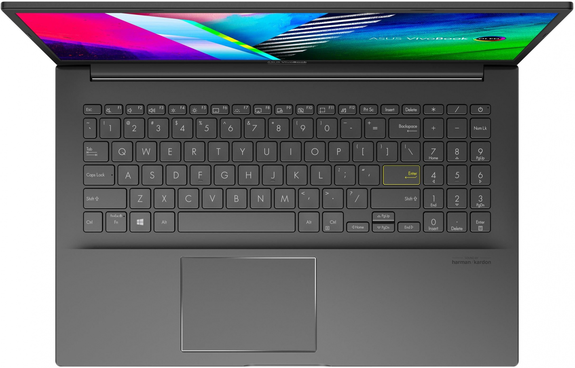 Ноутбук Asus VivoBook 15 OLED K513EA-L11950 Core i5 1135G7 16Gb SSD512Gb Intel Iris Xe graphics 15.6" OLED FHD (1920x1080) noOS black WiFi BT Cam (90NB0SG1-M30650)