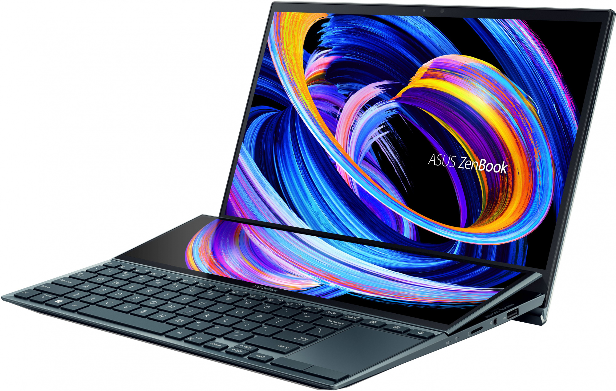 Ноутбук Asus ZenBook Duo UX482EGR-HY370W Core i7 1195G7 16Gb SSD1Tb NVIDIA GeForce MX450 2Gb 14" IPS Touch FHD (1920x1080) Windows 11 Home blue WiFi BT Cam Bag (90NB0S51-M002T0) — фото 5