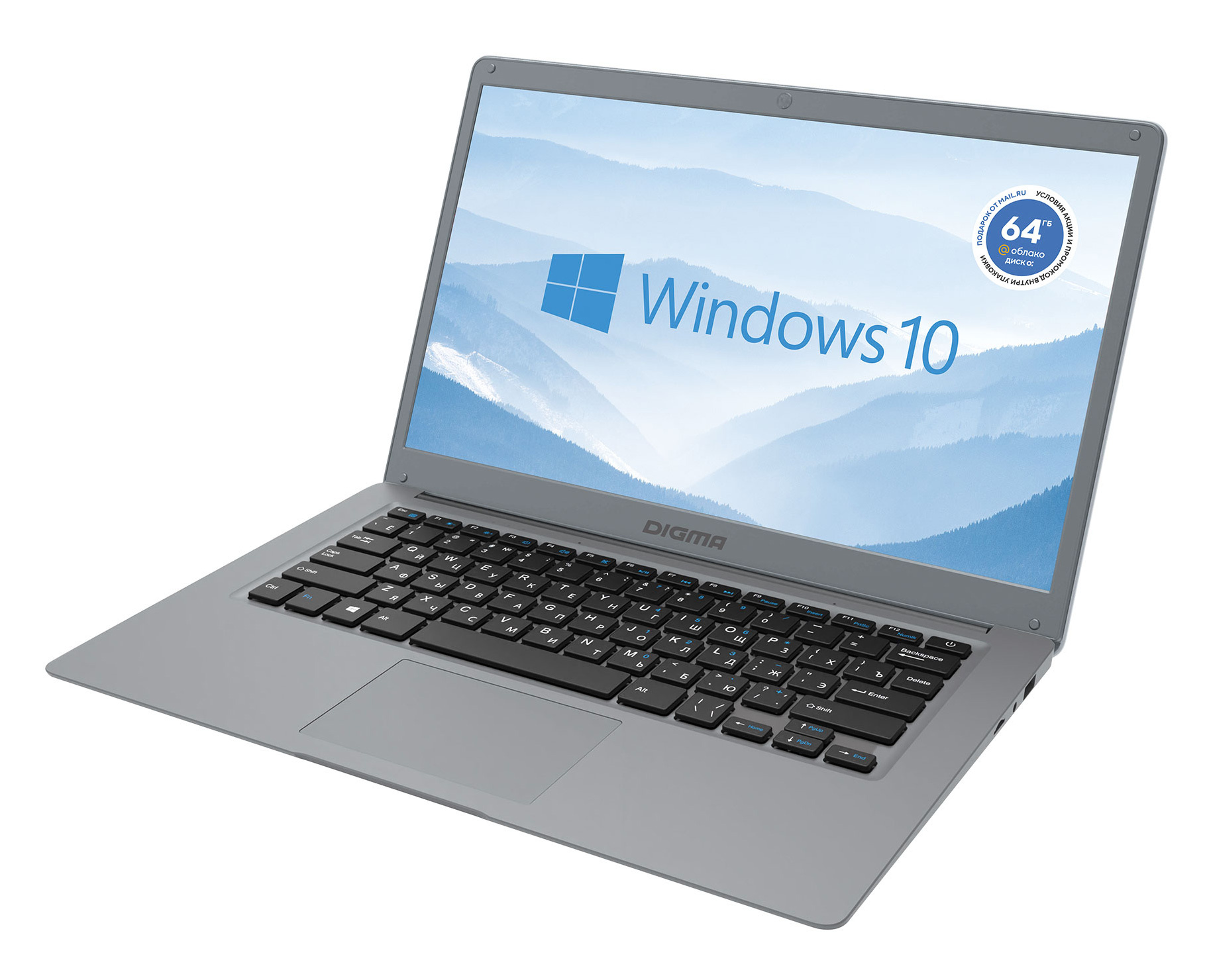 Ноутбук Digma EVE 14 C415 Celeron N3350 4Gb eMMC128Gb Intel HD Graphics 500 14" IPS FHD (1920x1080) Windows 10 Home Single Language 64 grey space WiFi BT Cam 5000mAh (NCN144BXW01) — фото 2