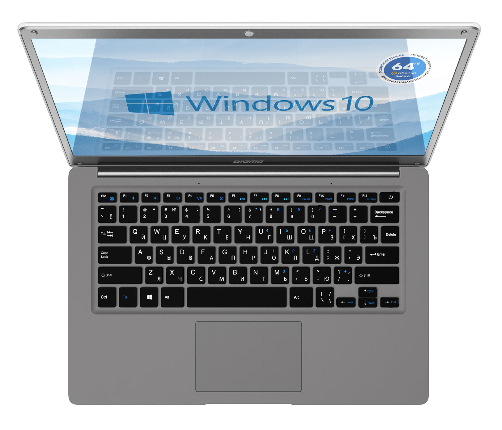 Ноутбук Digma EVE 14 C415 Celeron N3350 4Gb eMMC128Gb Intel HD Graphics 500 14" IPS FHD (1920x1080) Windows 10 Home Single Language 64 grey space WiFi BT Cam 5000mAh (NCN144BXW01) — фото 4