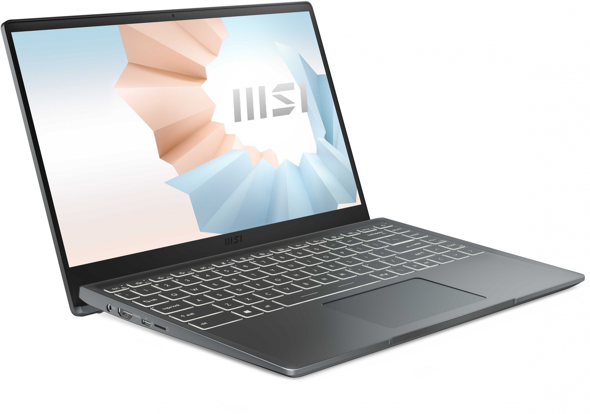 Ноутбук MSI Modern 14 B11MOU-1239RU Core i5 1155G7 8Gb SSD256Gb Intel Iris Xe graphics 14" IPS FHD (1920x1080) Windows 11 Professional dk.grey WiFi BT Cam (9S7-14D334-1239) — фото 2