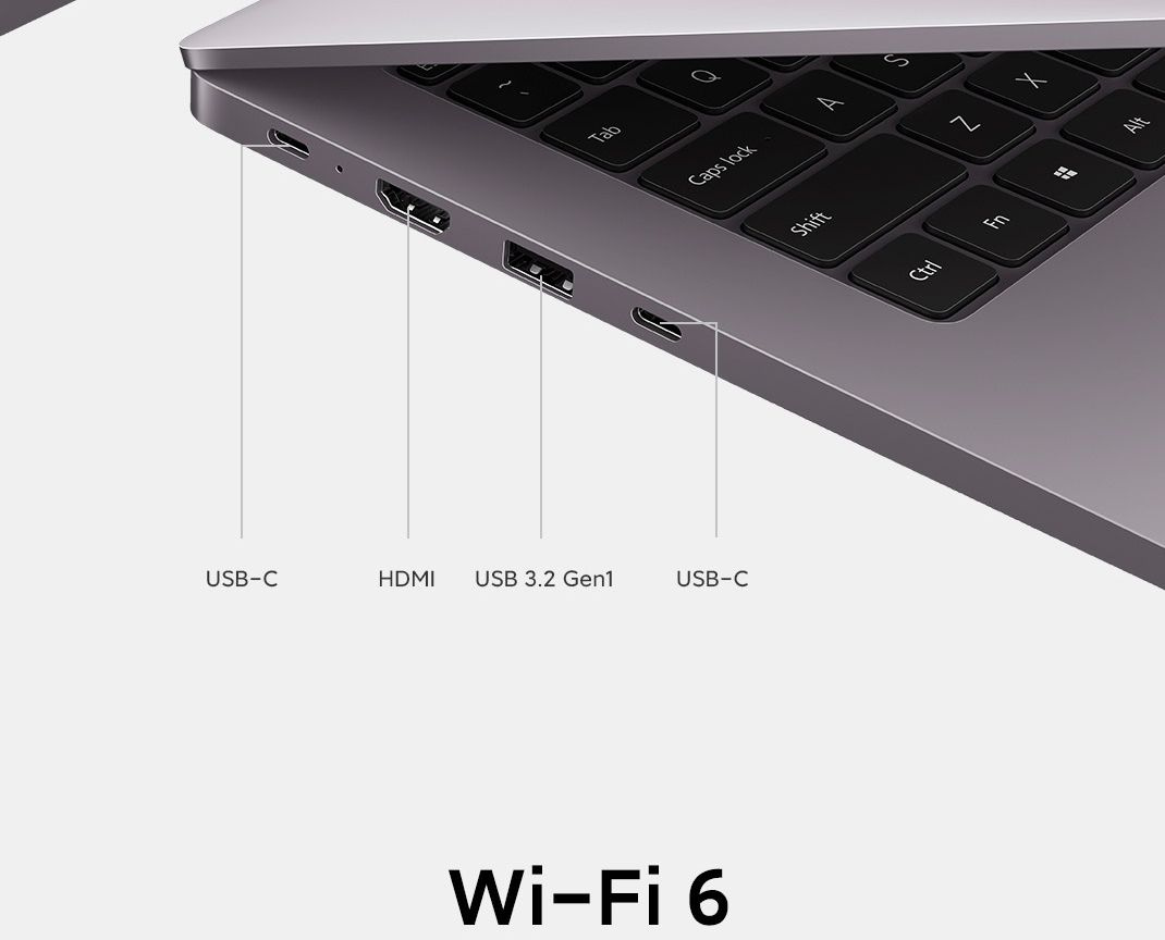 Ноутбук Xiaomi Redmibook Pro Ryzen 5 5625U 16Gb SSD512Gb AMD Radeon 14" IPS 2.5K (2560x1600) Windows 10 trial (для ознакомления) grey WiFi BT Cam (XMA2006-RJ) — фото 8