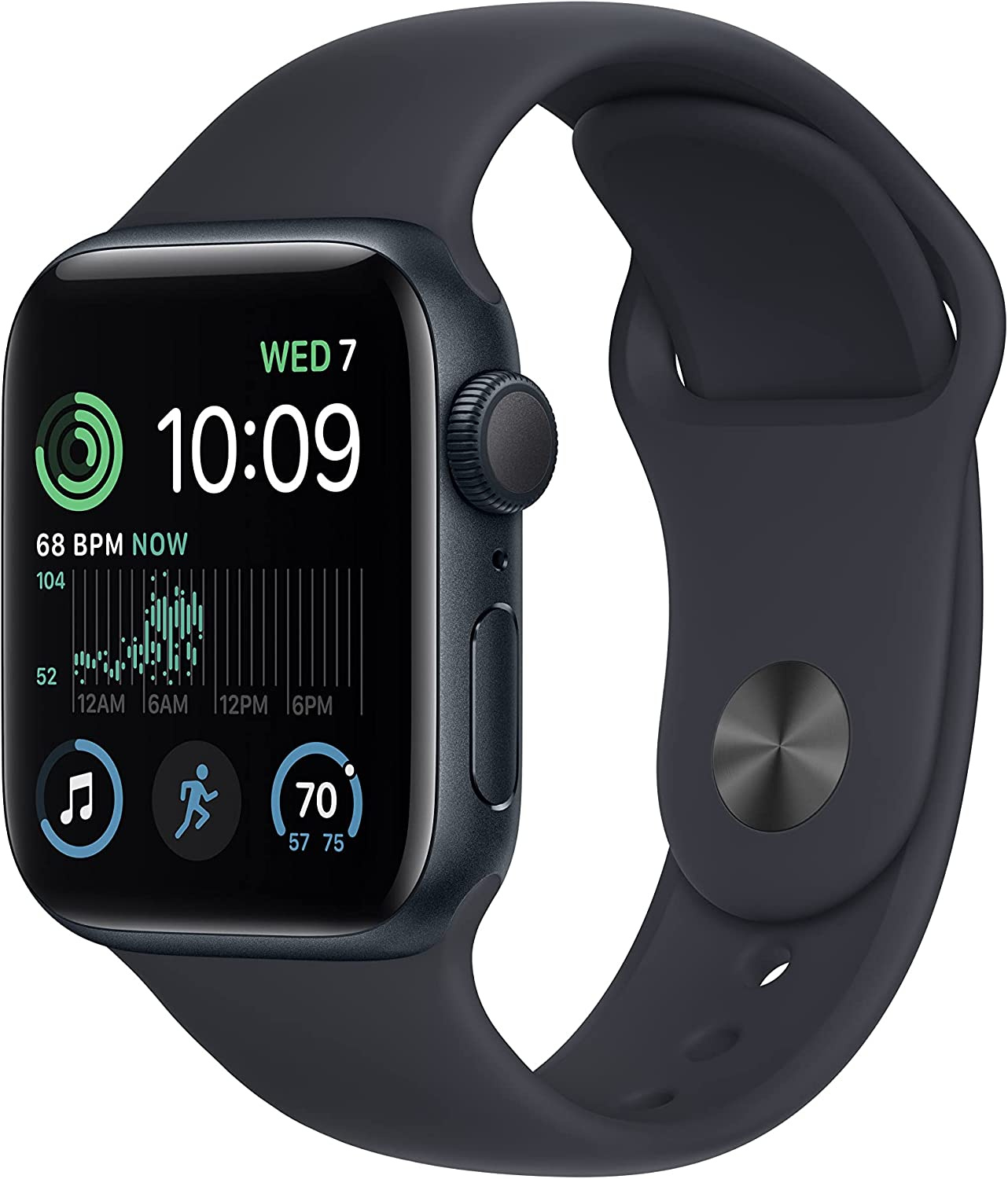 Смарт-часы Apple Watch SE 2022 A2722 40мм OLED корп.темная ночь рем.темная ночь разм.брасл.:M/L (MNT83LL/A)