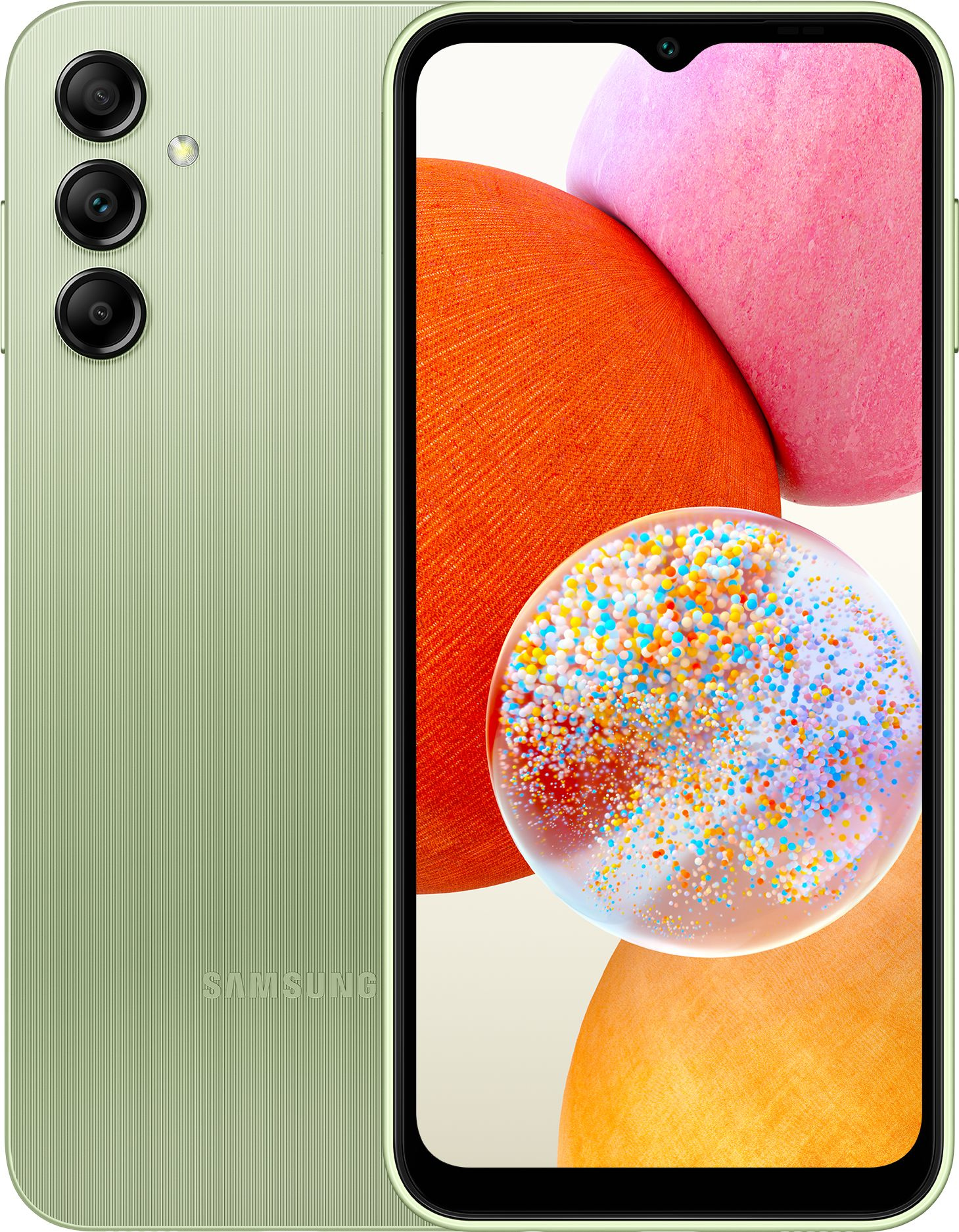 Смартфон Samsung SM-A145 Galaxy A14 128Gb 4Gb светло-зеленый моноблок 3G 4G 2Sim 6.6" 1080x2408 Android 13 50Mpix 802.11 a/b/g/n/ac NFC GPS GSM900/1800 GSM1900 microSD max1024Gb