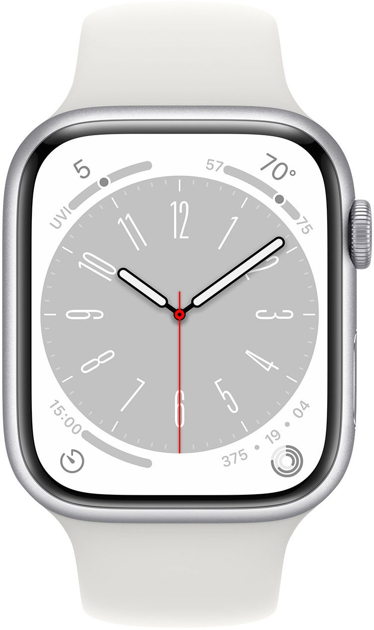 Смарт-часы Apple Watch Series 8 А2771 45мм OLED корп.серебристый рем.белый разм.брасл.:S/M (MP6P3LL/A) — фото 3