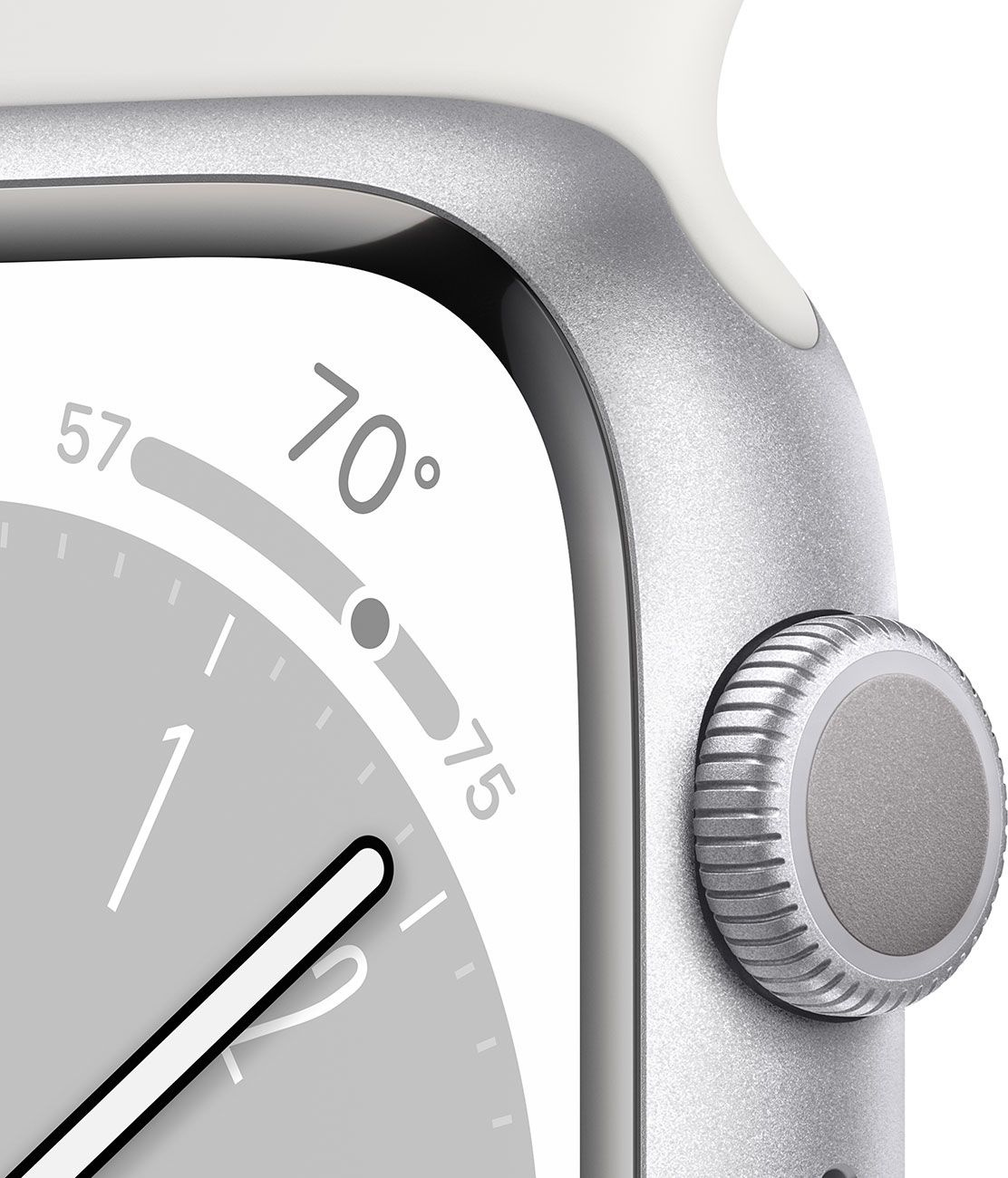 Смарт-часы Apple Watch Series 8 А2771 45мм OLED корп.серебристый рем.белый разм.брасл.:S/M (MP6P3LL/A)