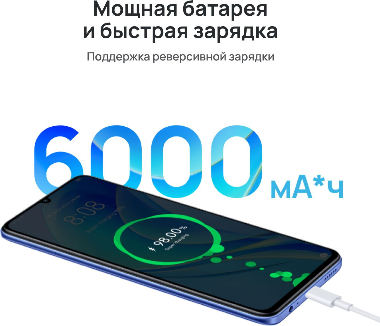 Смартфон Huawei Nova Y70 128Gb 4Gb голубой перламутр моноблок 3G 4G 2Sim 6.75" 720x1600 Android 11 HMS 48Mpix 802.11 b/g/n GPS GSM900/1800 GSM1900 A-GPS microSD max512Gb — фото 17
