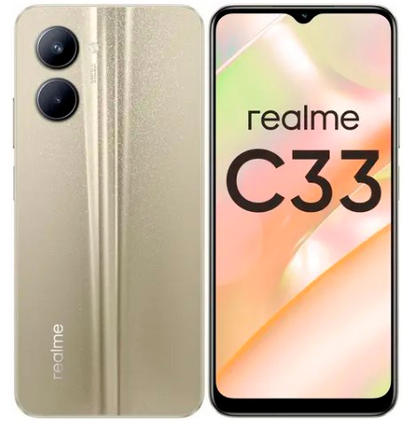 Смартфон Realme C33 64Gb 4Gb золотой моноблок 3G 4G 6.5" 1600x720 Android 12 50Mpix 802.11 a/b/g/n/ac NFC GPS GSM900/1800 GSM1900 TouchSc