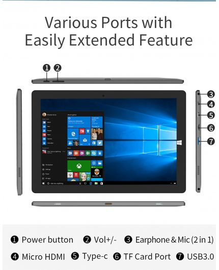 Планшет Jumper Ezpad Pro 8 Celeron N3350 (1.1) 2C RAM6Gb ROM128Gb 11.6" IPS 1366x768 Windows 10 Home серый 2Mpix BT WiFi Touch microSD 128Gb mHDMI 4500mAh — фото 6