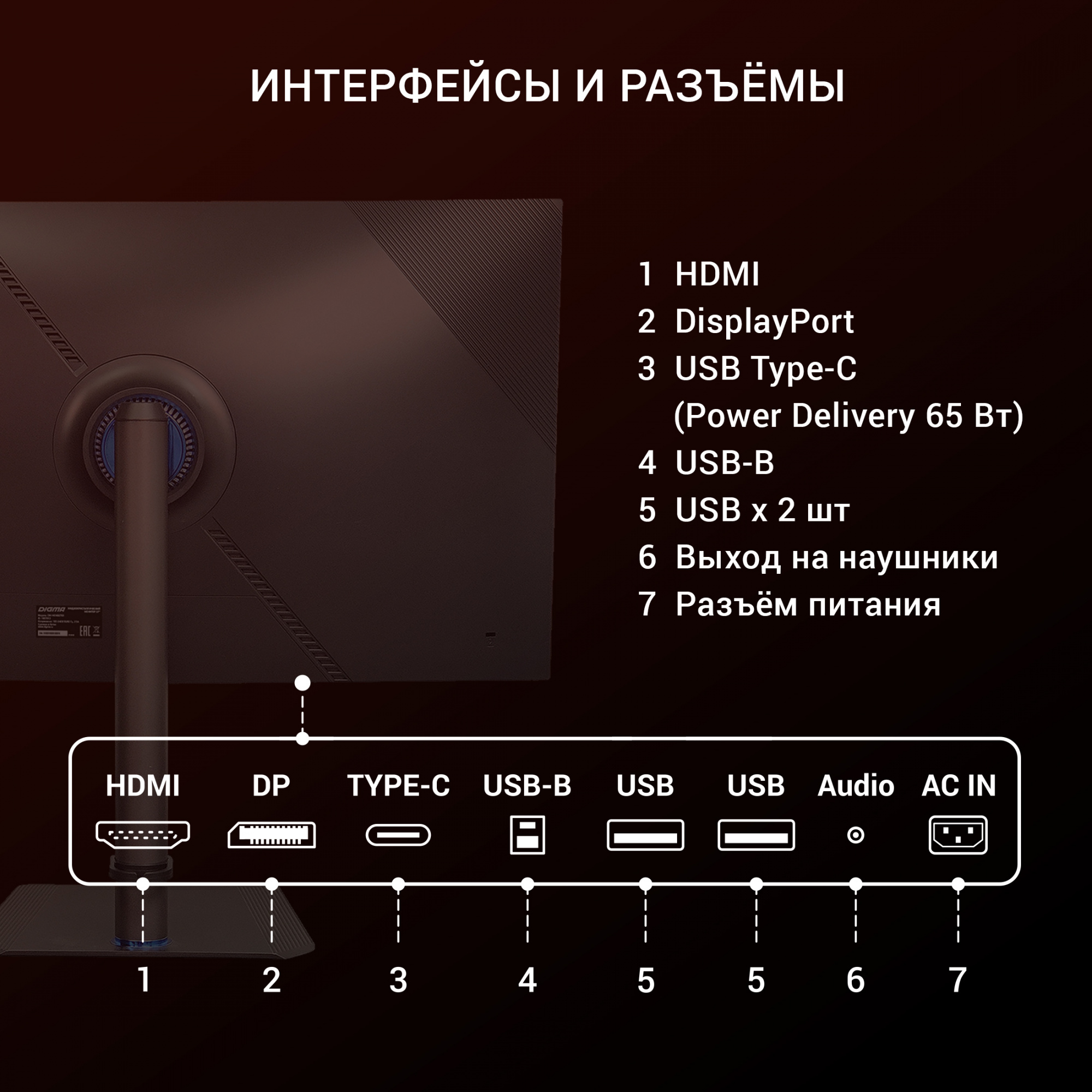 Монитор Digma 27" Gaming DM-MONG2750 темно-серый IPS LED 1ms 16:9 HDMI M/M матовая HAS Piv 320cd 178гр/178гр 2560x1440 165Hz G-Sync DP USB 6.7кг — фото 22