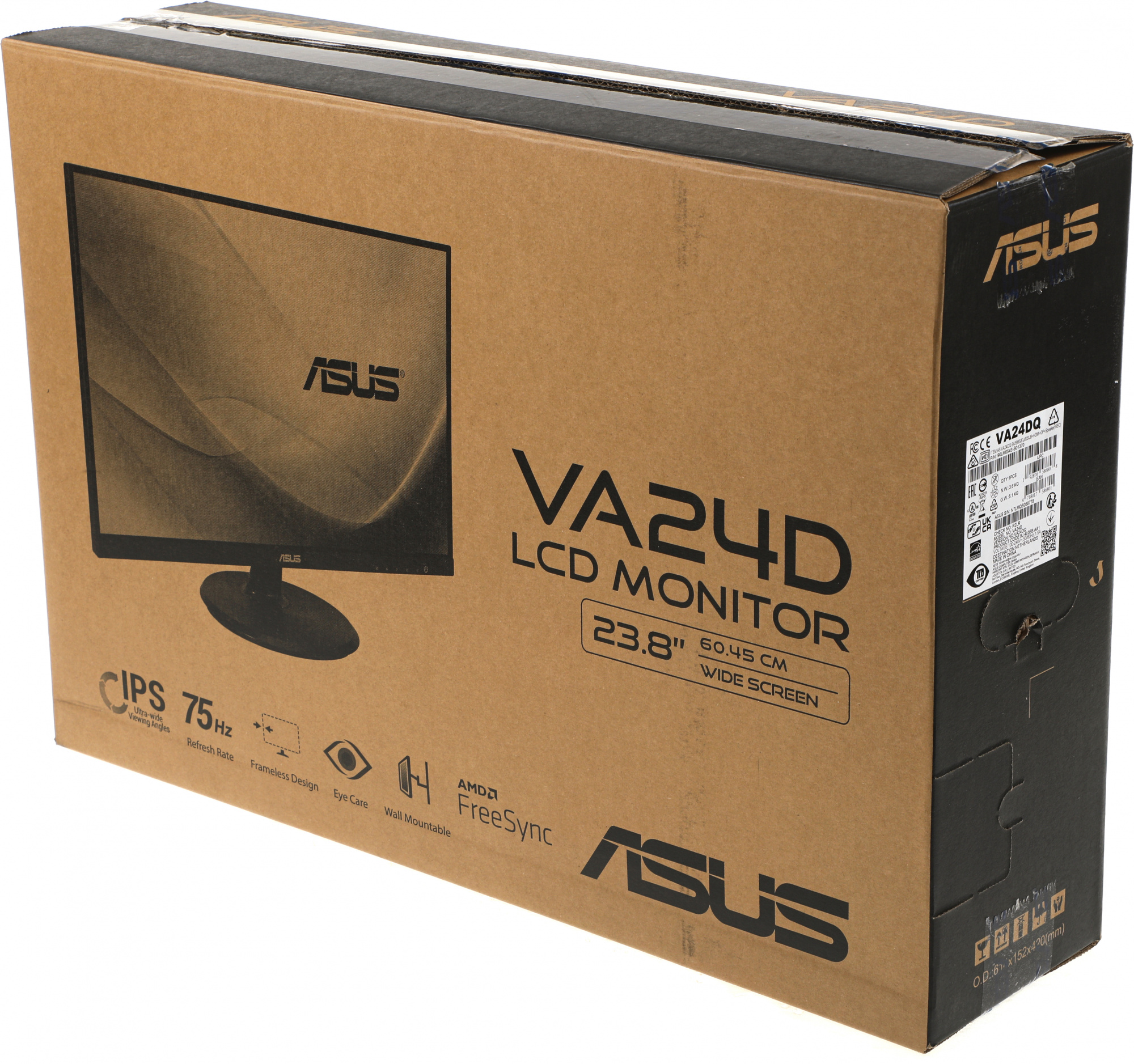 Монитор Asus 23.8" VA24DQ темно-серый IPS LED 4ms 16:9 HDMI M/M матовая 250cd 178гр/178гр 1920x1080 75Hz VGA DP FHD 3.63кг — фото 12