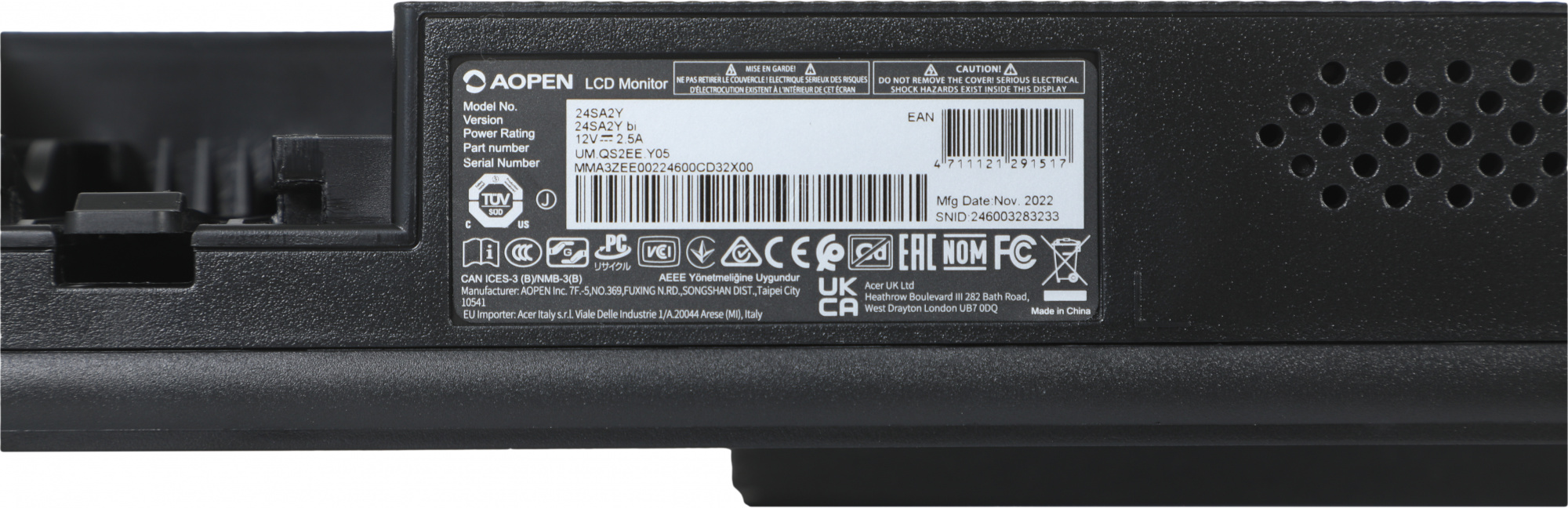 Монитор Aopen 23.8" 24SA2Ybi черный VA LED 4ms 16:9 HDMI матовая 250cd 178гр/178гр 1920x1080 75Hz VGA FHD 2.9кг — фото 11