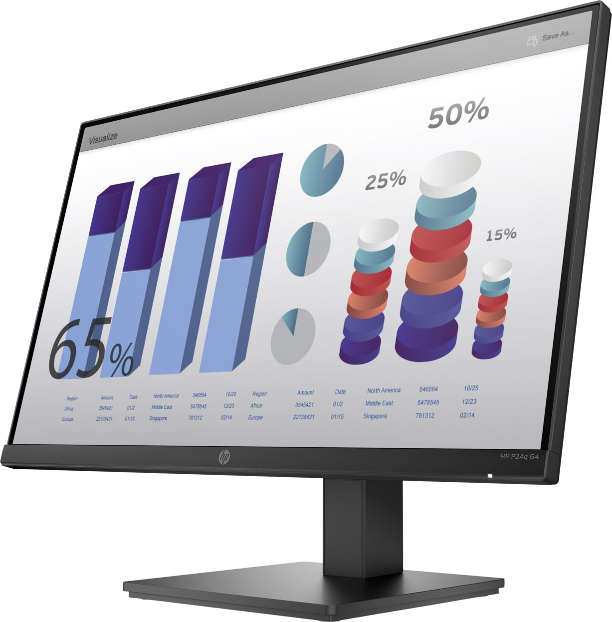 Монитор HP 23.8" P24q G4 черный IPS LED 5ms 16:9 HDMI HAS Piv 250cd 178гр/178гр 2560x1440 60Hz VGA 2K 5.59кг — фото 3