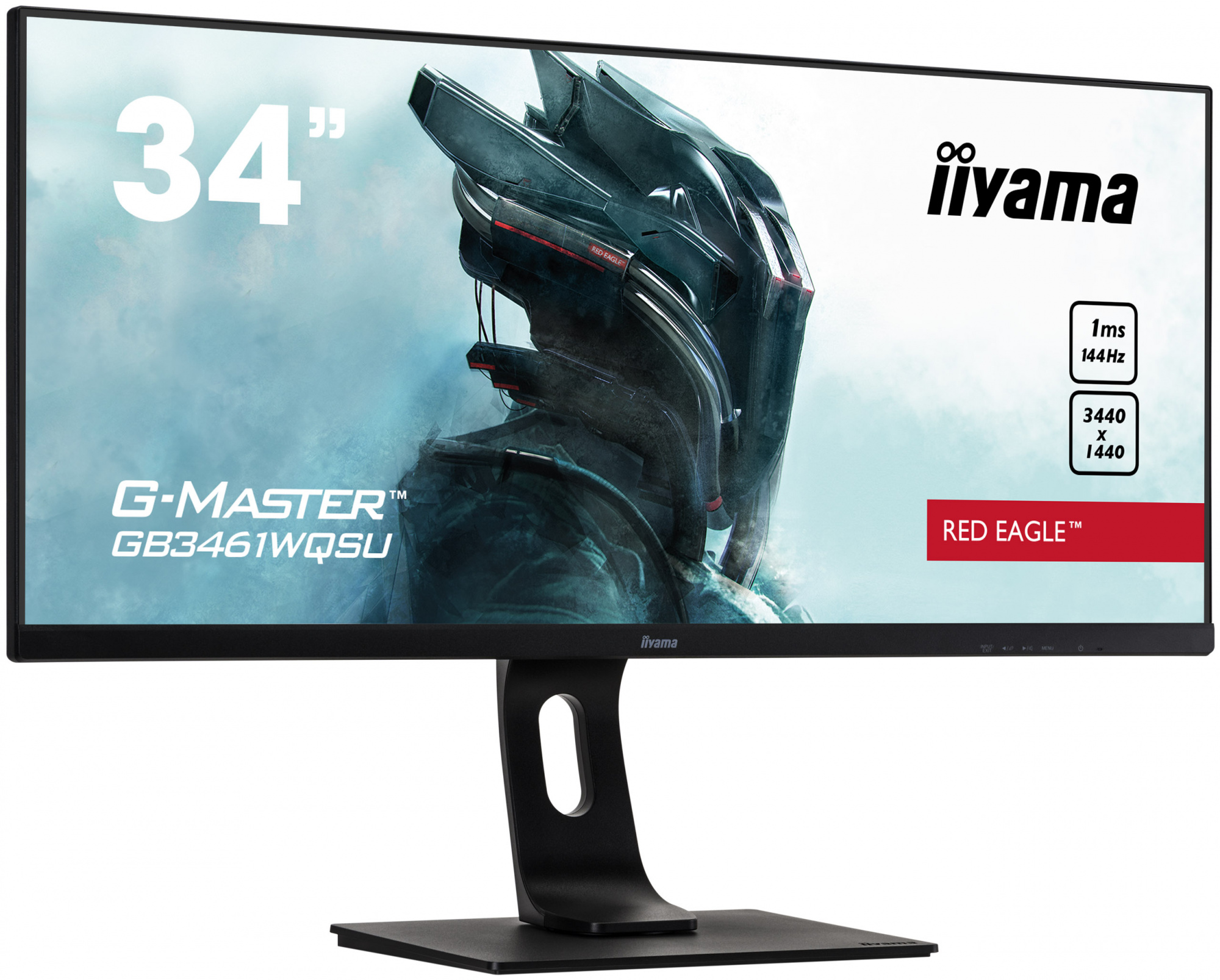 Монитор Iiyama 34" Red Eagle GB3461WQSU-B1 черный IPS LED 1ms 21:9 HDMI M/M матовая HAS Piv 1000:1 350cd 178гр/178гр 3440x1440 144Hz FreeSync Premium DP UW USB 9.7кг — фото 2