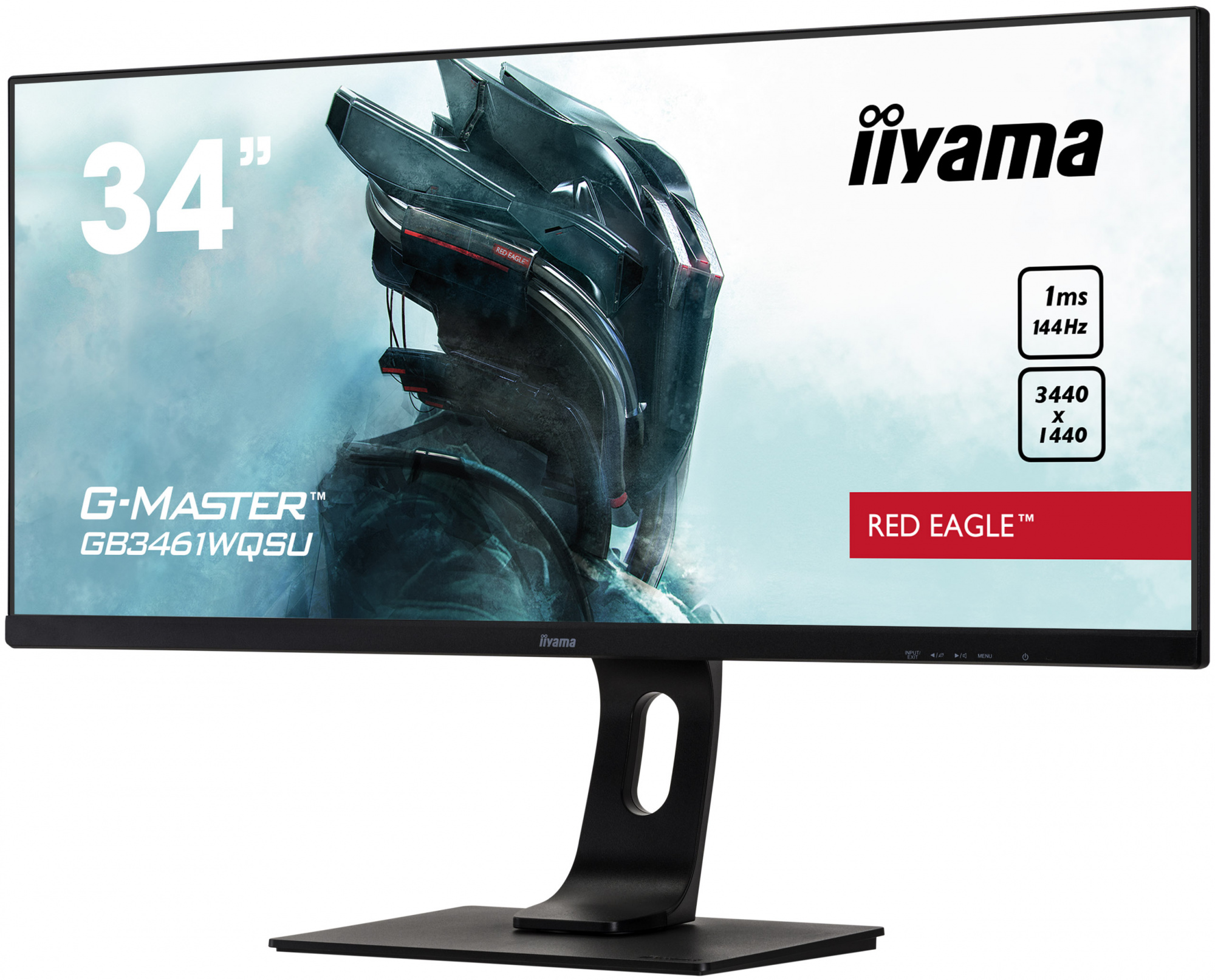 Монитор Iiyama 34" Red Eagle GB3461WQSU-B1 черный IPS LED 1ms 21:9 HDMI M/M матовая HAS Piv 1000:1 350cd 178гр/178гр 3440x1440 144Hz FreeSync Premium DP UW USB 9.7кг — фото 3