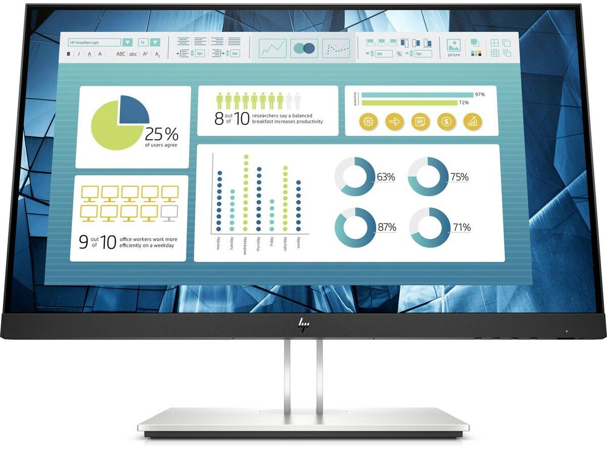 Монитор HP 21.5" E22 G4 черный IPS 16:9 HDMI матовая HAS Piv 250cd 178гр/178гр 1920x1080 60Hz VGA DP FHD USB 5.3кг — фото 2