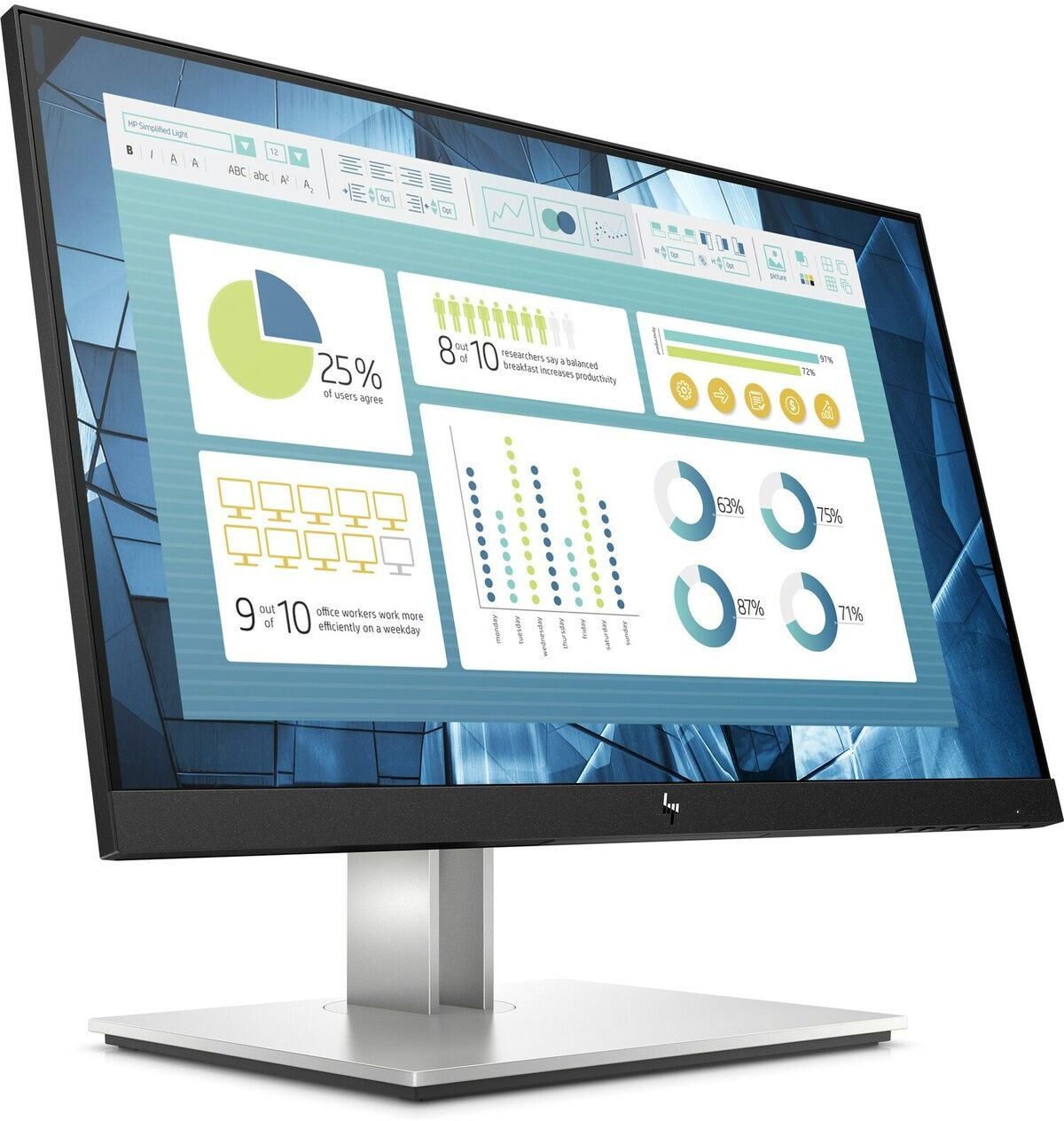 Монитор HP 21.5" E22 G4 черный IPS 16:9 HDMI матовая HAS Piv 250cd 178гр/178гр 1920x1080 60Hz VGA DP FHD USB 5.3кг — фото 5
