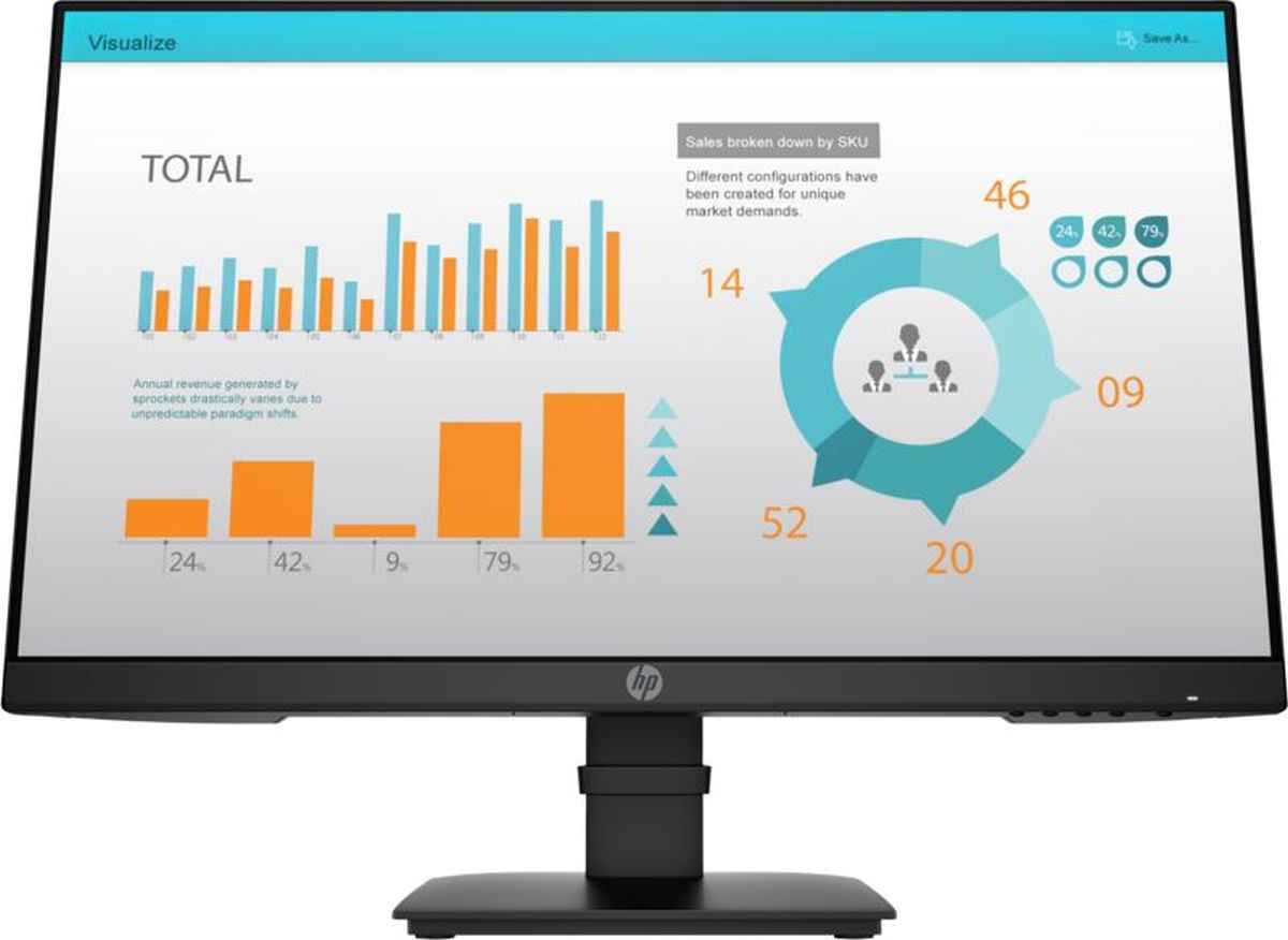 Монитор HP 23.8" P24 G4 черный IPS LED 16:9 HDMI 250cd 178гр/178гр 1920x1080 60Hz VGA DP FHD 4.51кг