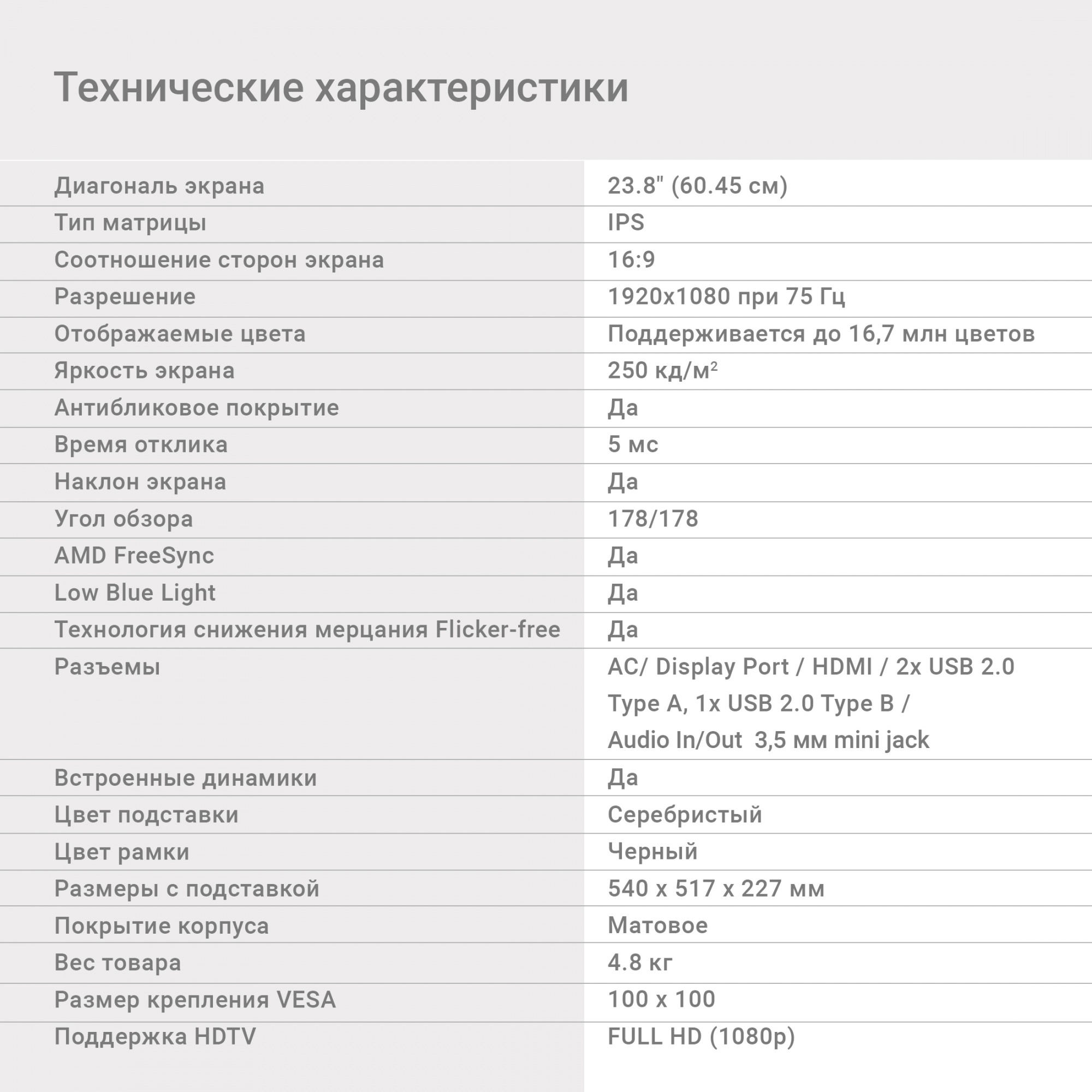 Монитор Digma 23.8" DM-MONB2408 черный IPS LED 5ms 16:9 HDMI M/M матовая HAS Piv 250cd 178гр/178гр 1920x1080 75Hz DP FHD USB 4.8кг — фото 12