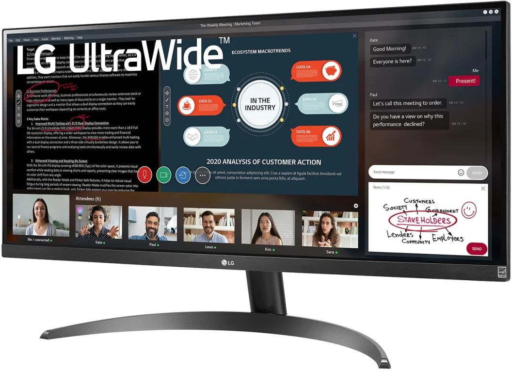 Монитор LG 29" UltraWide 29WP500-B черный IPS LED 21:9 (Ultrawide) HDMI матовая 350cd 178гр/178гр 2560x1080 75Hz FHD 5.2кг — фото 2