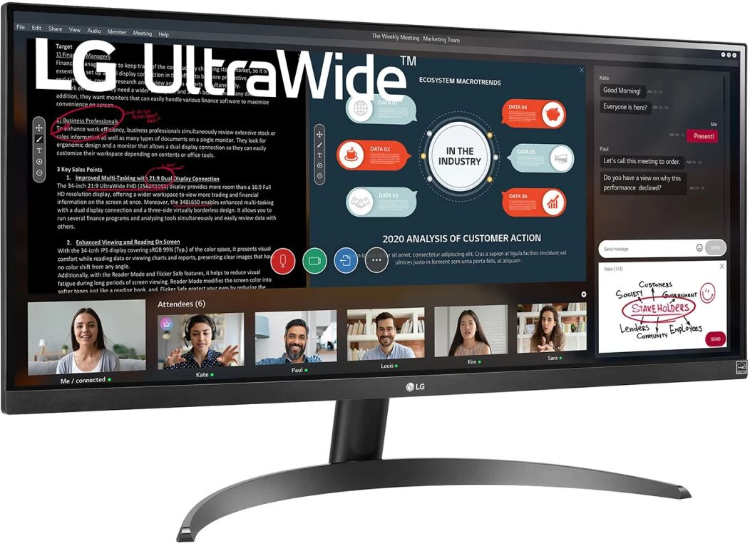 Монитор LG 29" UltraWide 29WP500-B черный IPS LED 21:9 (Ultrawide) HDMI матовая 350cd 178гр/178гр 2560x1080 75Hz FHD 5.2кг — фото 3