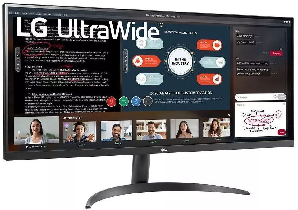 Монитор LG 34" UltraWide 34WP500-B черный IPS LED 21:9 HDMI матовая 250cd 178гр/178гр 2560x1080 75Hz FreeSync FHD 5.9кг — фото 2