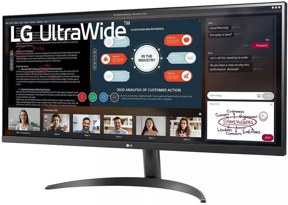 Монитор LG 34" UltraWide 34WP500-B черный IPS LED 21:9 HDMI матовая 250cd 178гр/178гр 2560x1080 75Hz FreeSync FHD 5.9кг — фото 5