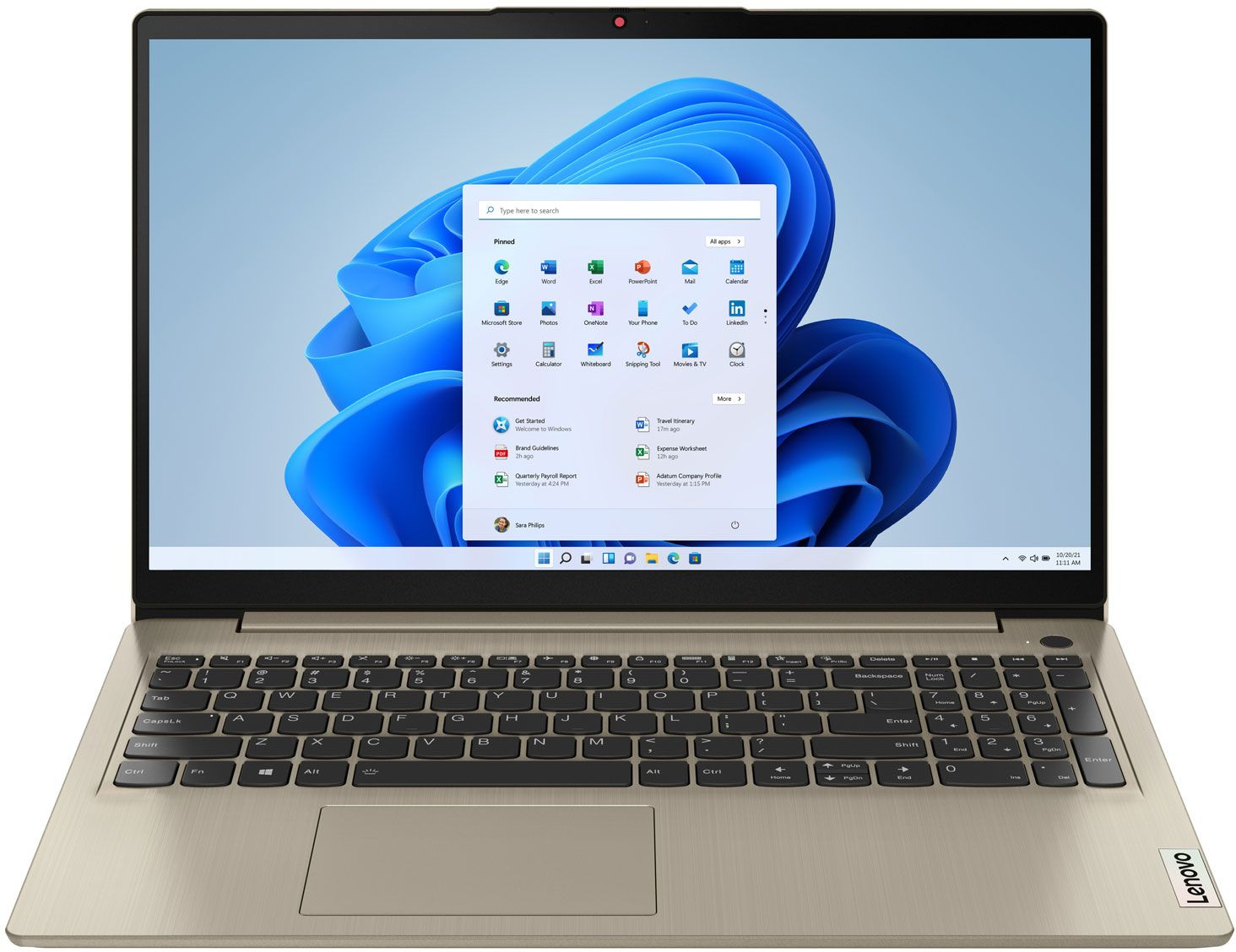 Ноутбук Lenovo IdeaPad 3 15ITL05 Core i3 1115G4 8Gb SSD256Gb Intel UHD Graphics 15.6" TN FHD (1920x1080) Windows 11 Home Single Language gold WiFi BT Cam (81X80056RU)