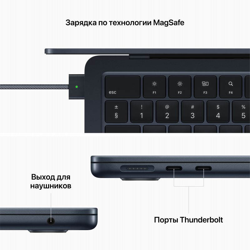 Ноутбук Apple MacBook Air A2681 M2 8 core 16Gb SSD512Gb/8 core GPU 13.6" IPS (2560x1664) Mac OS midnight WiFi BT Cam (Z1600000L) — фото 5