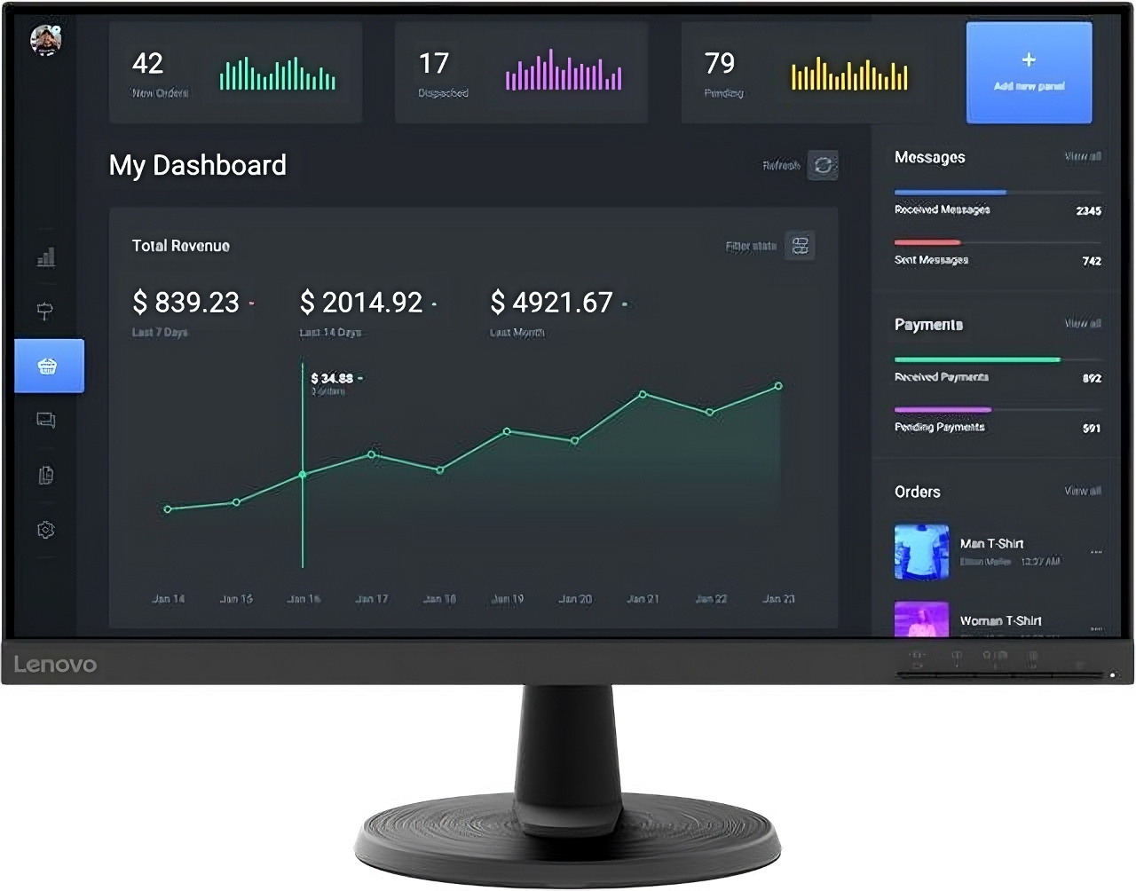 Монитор Lenovo 23.8" ThinkVision C24-40 черный VA 4ms 16:9 HDMI матовая Piv 250cd 178гр/178гр 1920x1080 75Hz FreeSync VGA FHD 3.3кг — фото 3