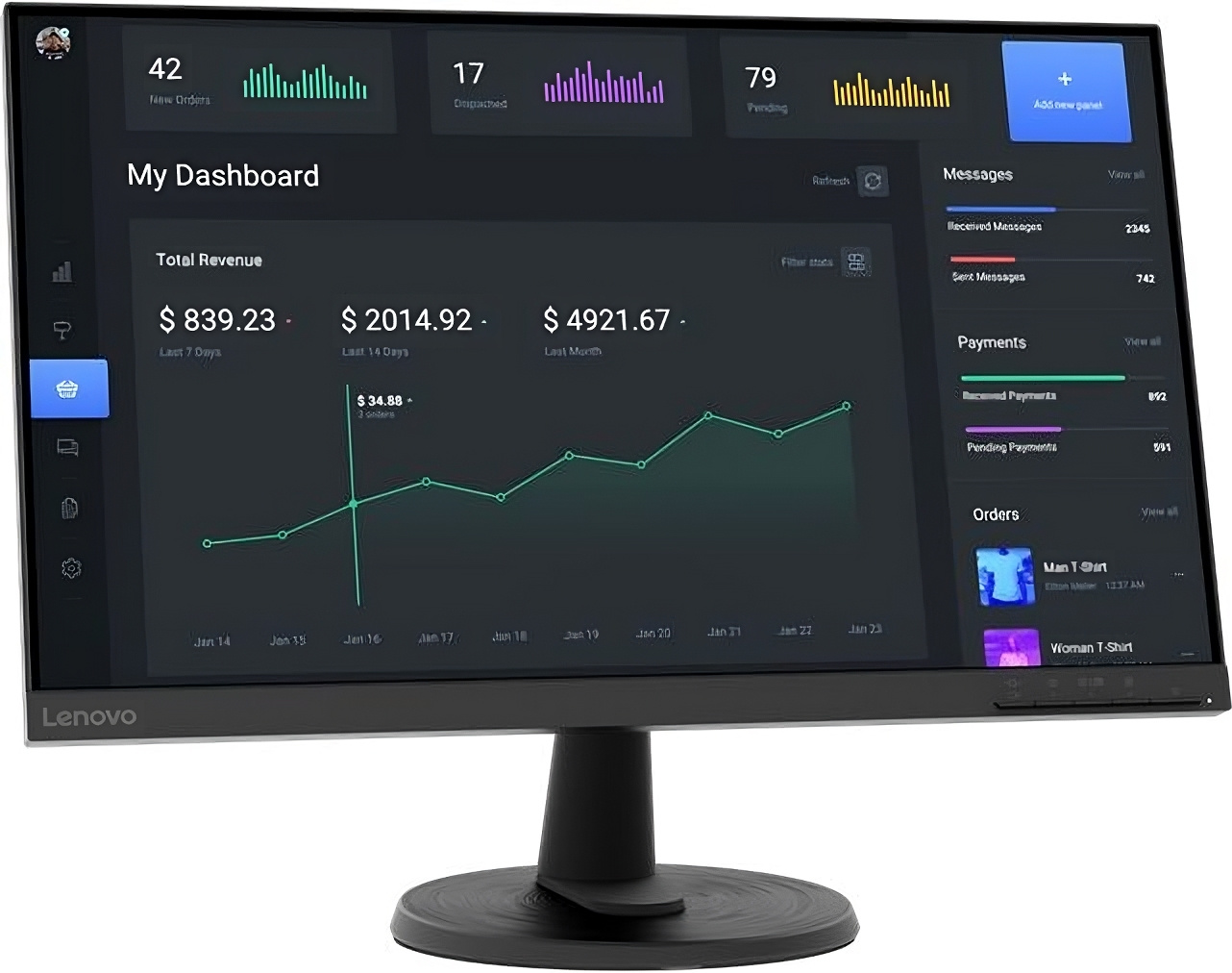 Монитор Lenovo 23.8" ThinkVision C24-40 черный VA 4ms 16:9 HDMI матовая Piv 250cd 178гр/178гр 1920x1080 75Hz FreeSync VGA FHD 3.3кг — фото 2