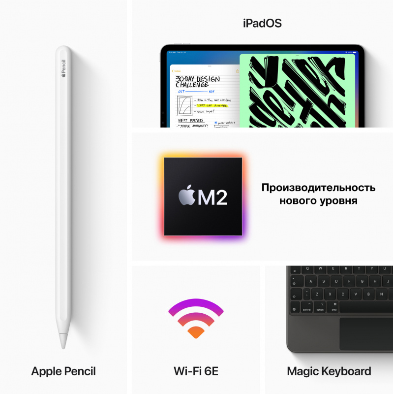Планшет Apple iPad Pro 2022 A2764 M2 8C RAM8Gb ROM256Gb 12.9" IPS 2732x2048 3G 4G ДА iOS серый космос 12Mpix 12Mpix BT GPS WiFi Touch 9hr — фото 5