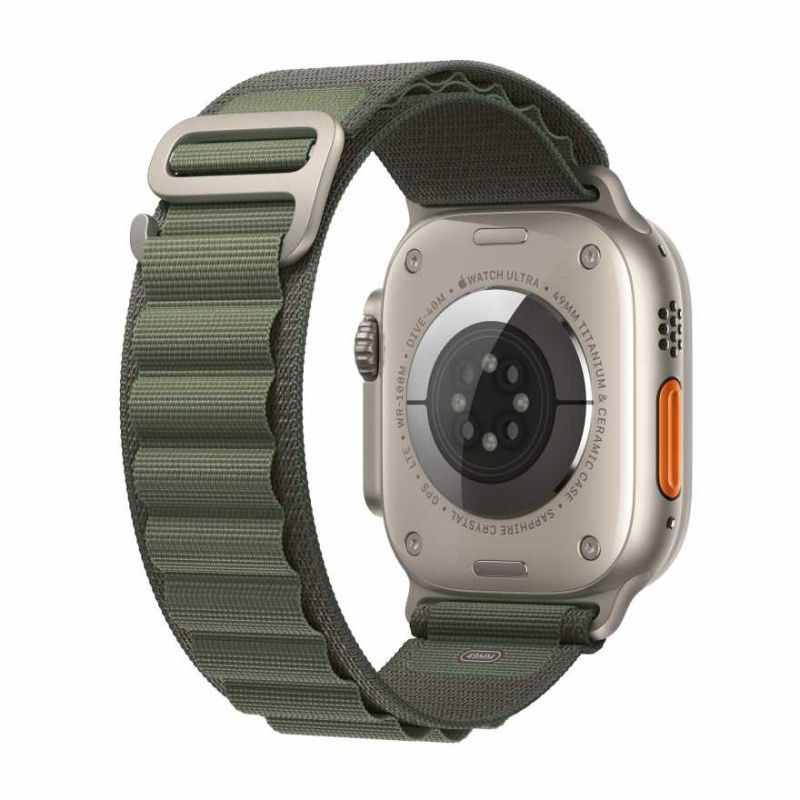 Смарт-часы Apple Watch Ultra A2622 49мм OLED корп.титан Alpine loop рем.зеленый разм.брасл.:M (MQEW3LL/A) — фото 3