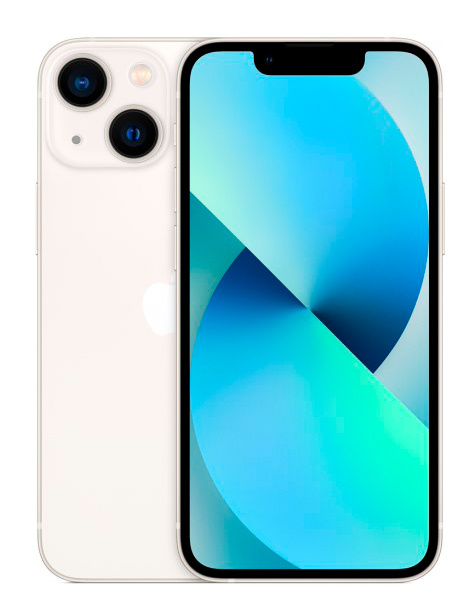 Смартфон Apple A2626 iPhone 13 mini 128Gb 4Gb сияющая звезда моноблок 3G 4G 1Sim 5.4" 1080x2340 iOS 15 12Mpix 802.11 a/b/g/n/ac/ax NFC GPS TouchSc Protect