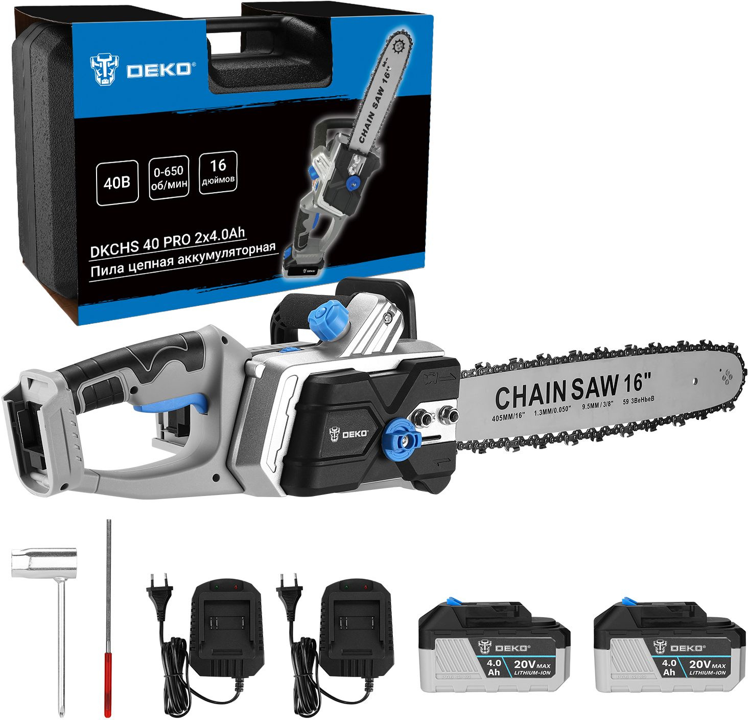 Электрическая цепная пила Deko DKCHS 40 PRO дл.шины:16