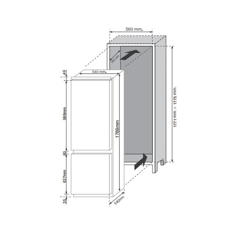 Размер под встраиваемый холодильник